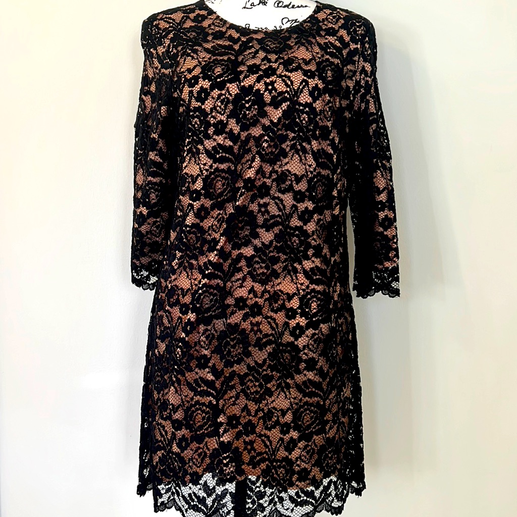 Cynthia Steffe Cotton Voile Dress With A Lace Overlay